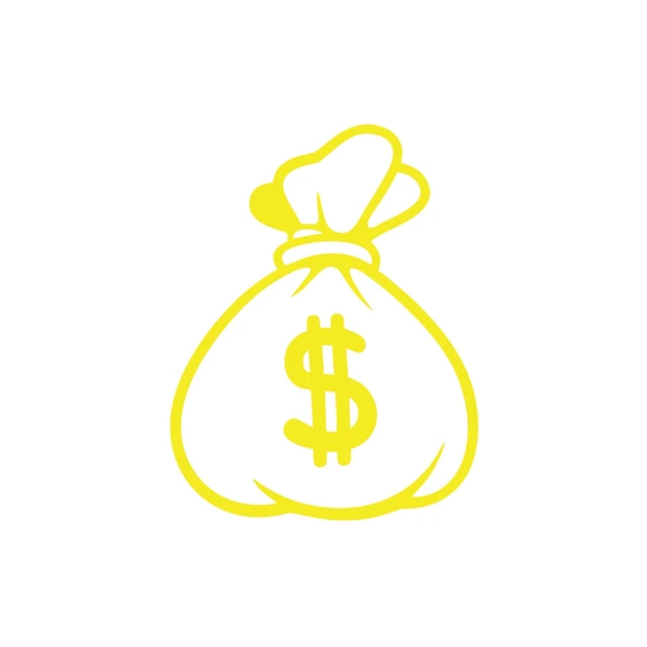 Dolar Para Çantası Araba Sticker 17x17 Cm Sarı ürün görseli 1