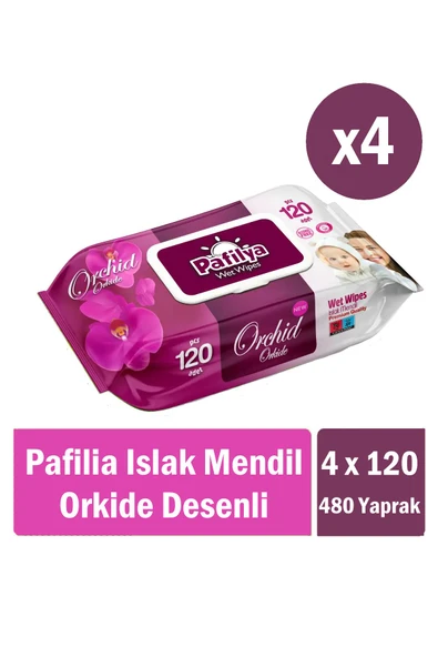 Pafilya Orkide Desenli Islak Havlu Mendil 4x120 (480 Yaprak) ürün görseli 1