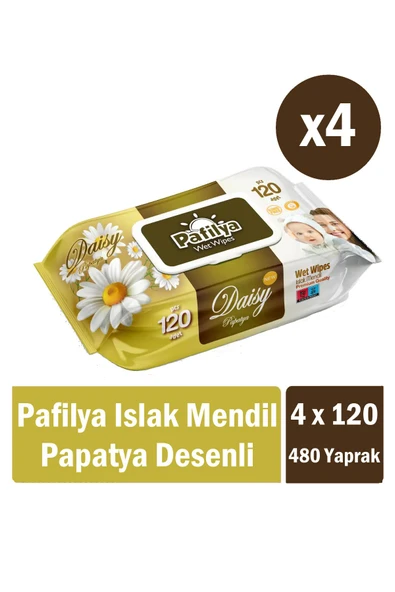 Pafilya Papatya Desenli Islak Havlu Mendil 4x120 (480 Yaprak) ürün görseli 1