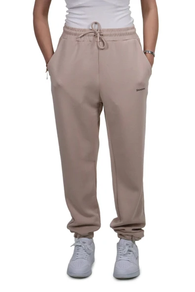 Kadın Modal Kumaş Lastikli Paça Bej Jogger Pantolon ürün görseli 1