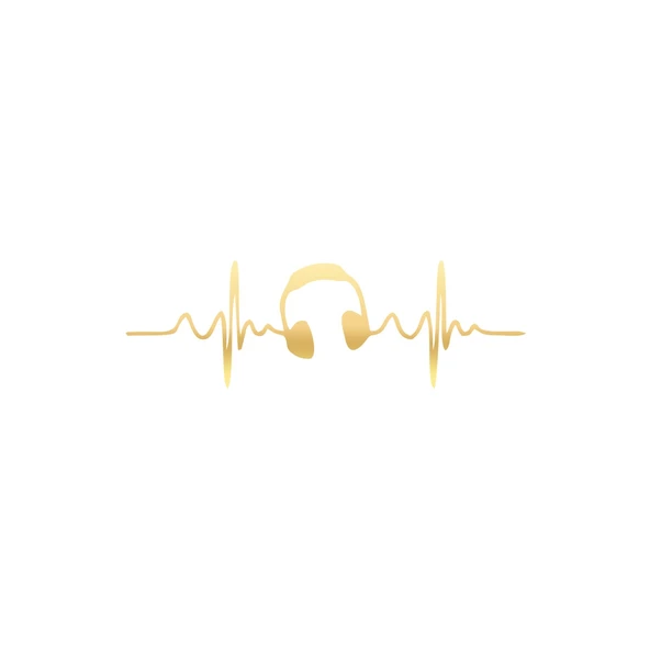 Kalp Atışı Kulaklık Araba Sticker 17x17 Cm Gold ürün görseli 1