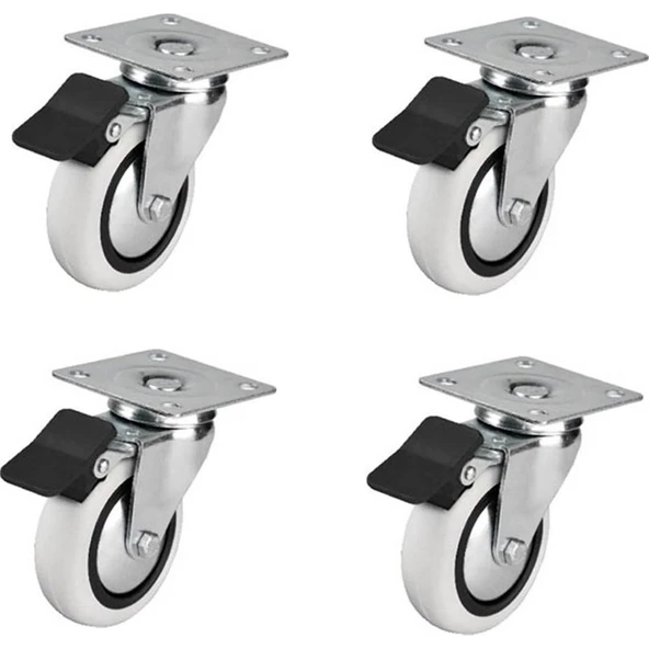 Hts 353- Döner Tablalı Frenli Mobilya Tekeri Çap : 74 Mm 4 Ad. ürün görseli 1