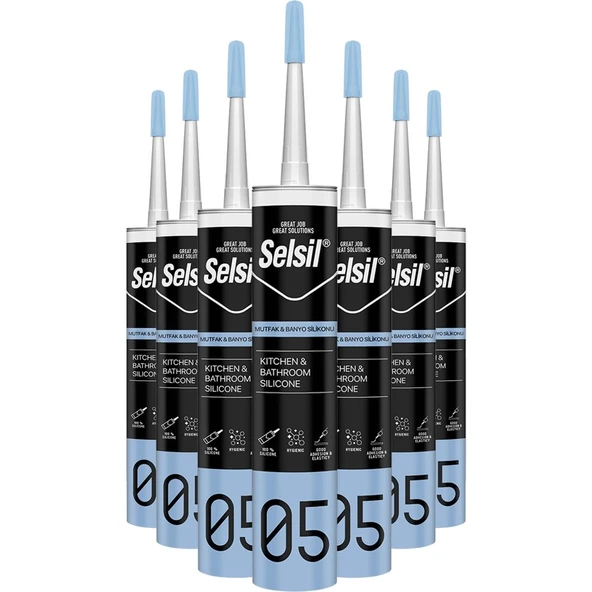 Selsil Şeffaf Mutfak Ve Banyo Silikonu 280 Ml 25 Adet ürün görseli 1