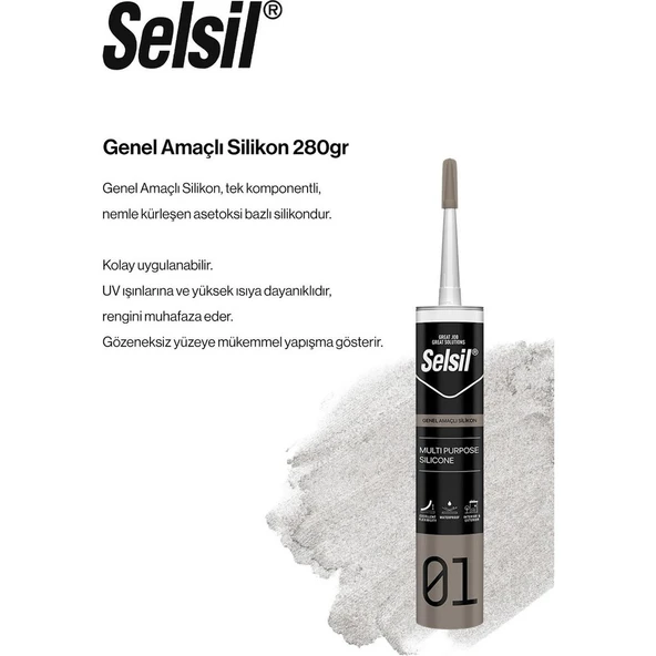 Selsil Genel Amaçlı Şeffaf Silikon 280 Gr. - Resim 2