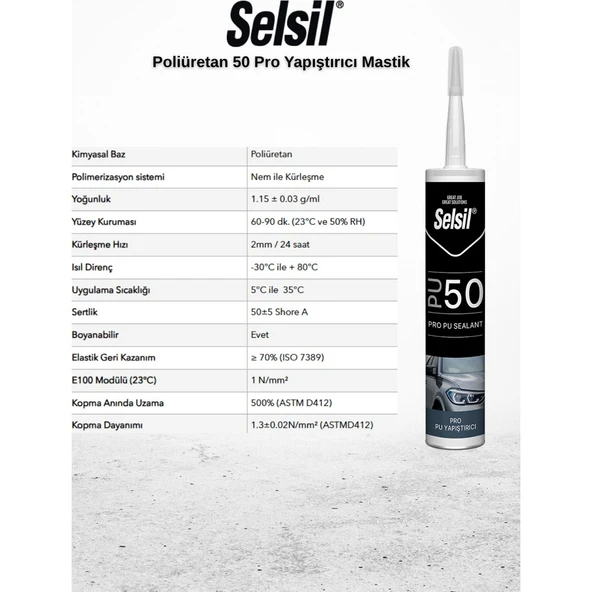 Selsil Poliüretan Mastik Siyah 280 Ml. - Resim 3