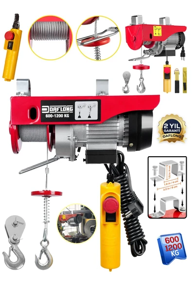 DAFLONG ORIGINAL SERİ BAKIR SARGILI YENİ NESİL MOTOR 600-1200 KG KUMANDALI CARASKAL VİNÇ ürün görseli 1