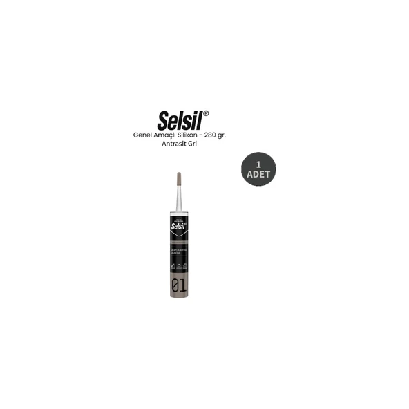 Selsil Genel Amaçlı Antrasit Gri Silikon 280 Gr. ürün görseli 1