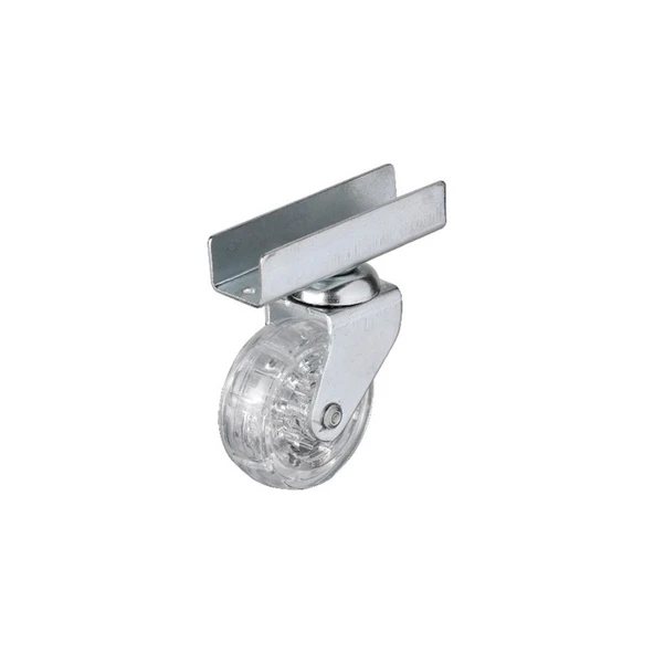 Hts 327- 50X20 Mm Şeffaf Makaralı Uzun U Tablalı Teker 4 Ad. ürün görseli 1