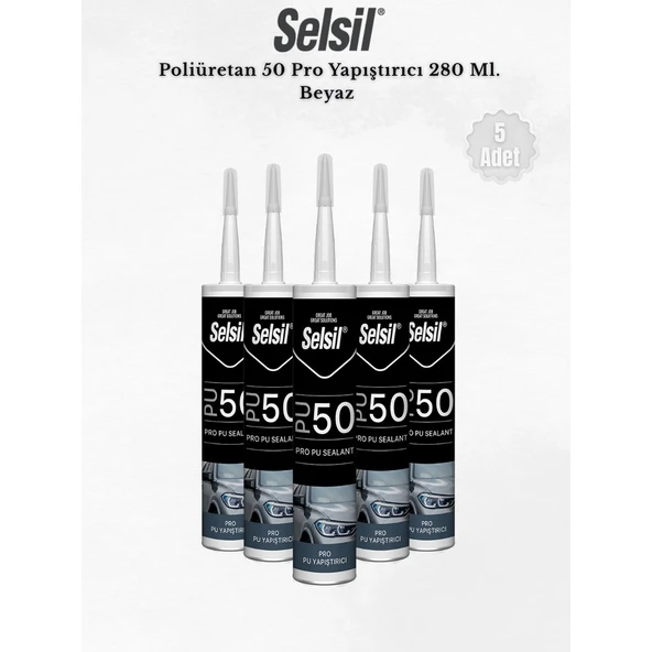 Selsil Poliüretan Mastik Beyaz 280 Ml. - 5 Adet ürün görseli 1
