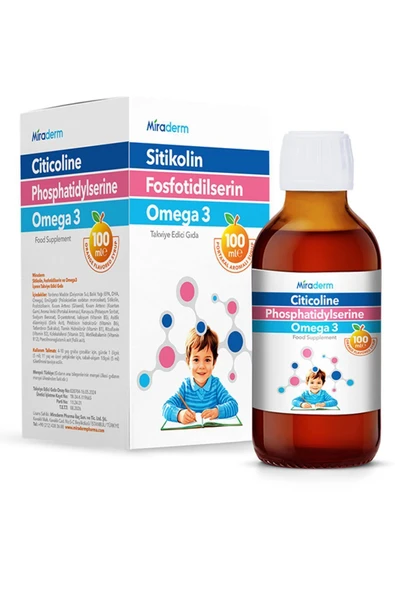 Miraderm Cognizin Sitikolin Fosfotidilserin Omega 3 Portakal Aromalı Şurup 100ml ürün görseli 1