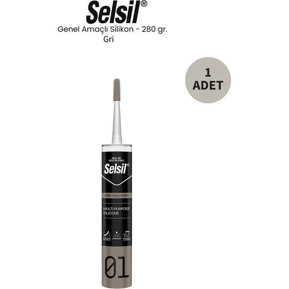 Selsil Genel Amaçlı Gri Silikon 280 Gr. ürün görseli 1