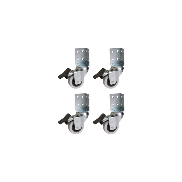 Hts 334L- Çift Bilyalı Tabla Bağlantılı Frenli Pvc Teker 4 Ad. ürün görseli 1