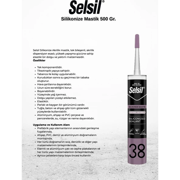 Selsil Silikonize Antrasit Gri Mastik 500 Gr. - Resim 2