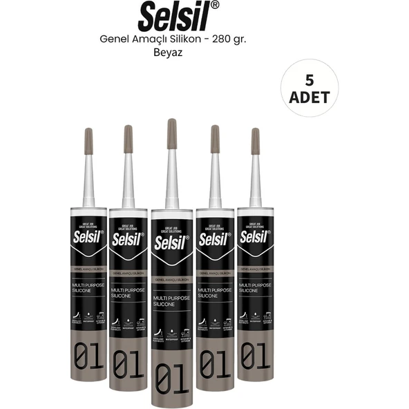 Selsil Genel Amaçlı Beyaz Silikon 280 Gr. - 5 Adet ürün görseli 1
