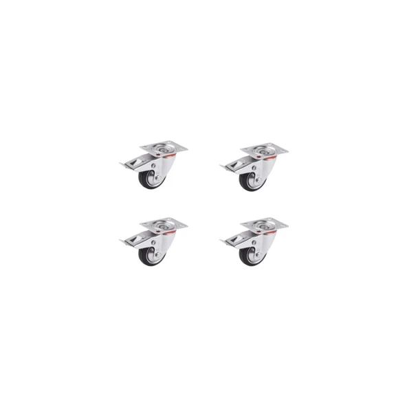 Hts 611- Bağlantılı 80 Mm Galvanizli Kaplama Metal Frenli Teker 4 Ad. ürün görseli 1