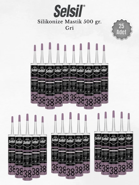 Selsil Silikonize Gri Mastik 500 Gr - 25 Adet ürün görseli 1