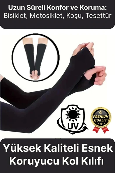 Kaliteli Uzun Kumaş Esnek Spor Bisiklet Motosiklet Koşu Tesettür Güneş Anti UV Koruyucu Kol Kılıfı ürün görseli 1