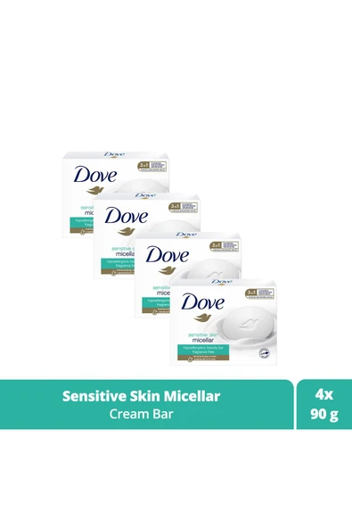 Dove Beauty Cream Bar Micellar Hassas Ciltler Için Nemlendirici Etkili 90 G X4 ürün görseli 1