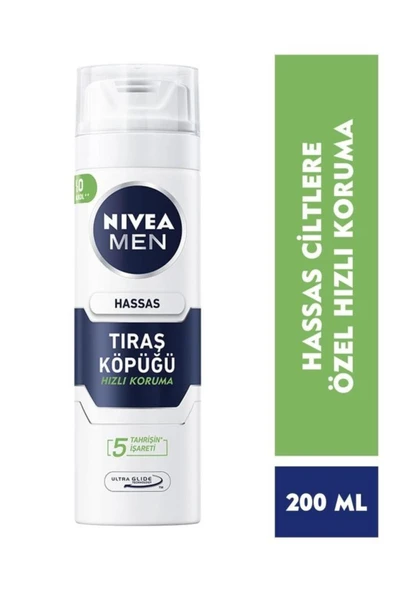 NIVEA MEN Erkek Tıraş Köpüğü 200ml, Hassas Ciltler, Hızlı Koruma, Rahatlatıcı, Konforlu Tıraş Deneyimi ürün görseli 1