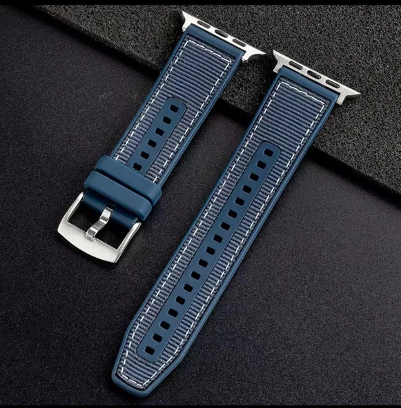 Apple watch 38/40mm  Dikiş Desenli Dokuma Silikon Kordon ürün görseli 1