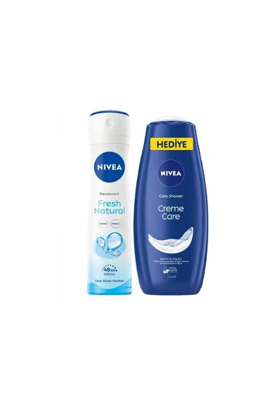 NIVEA Deodorant Sprey Fresh Natural Women 150 ml Duş Jeli Crème Care 250 ml ürün görseli 1