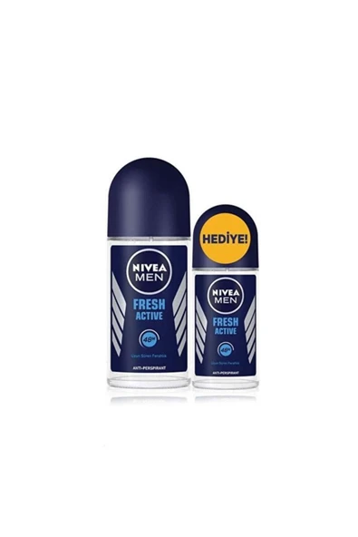 NIVEA Men Fresh Active Roll-On 50+25 ml 2li Paket Erkek Roll-On Deodorant ürün görseli 1