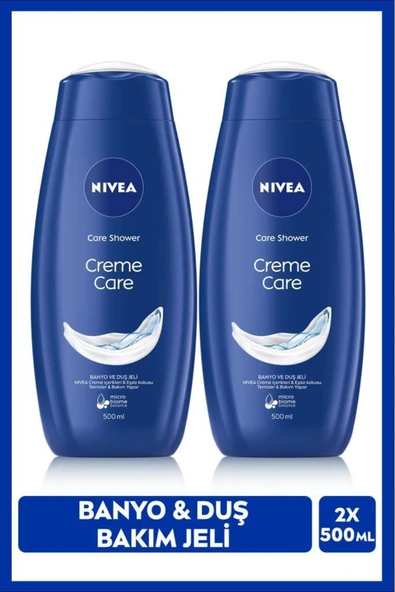 NIVEA Creme Care Banyo Ve Duş Jeli 500ml, Bakım Yağları Ile Yoğun Nemlendirme, Eşsiz Koku, X2adet ürün görseli 1