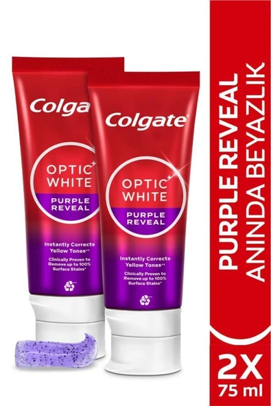 Colgate Optic White Purple Reveal Beyazlatıcı Diş Macunu 75 Ml x2 ürün görseli 1
