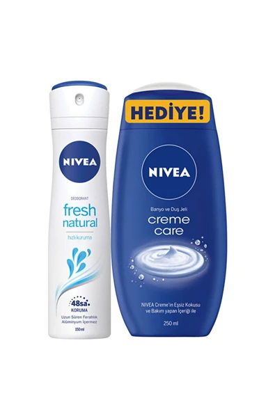 NIVEA Deo Spray Fresh Natural Kadın+Creme Care - - 150 ml+250 ml ürün görseli 1