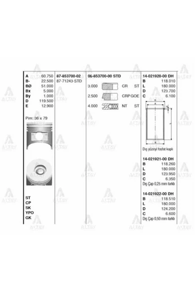 Goetze 14 ISS -21920-0 Gömlek Std Isuzu 4Hg1 115Mm ürün görseli 1