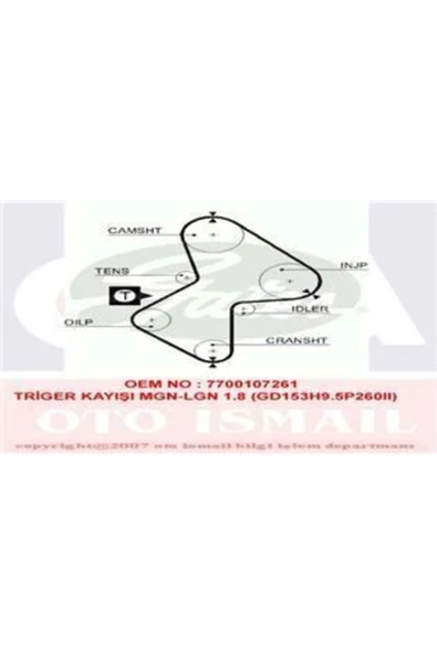 Gates 5486XS Trıger Eksantrık Kayısı Megane Laguna 1.8 153x260 Uyumlu ürün görseli 1