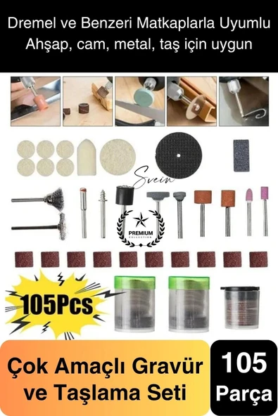 Premium 105 Parça Hobi Gravür Taşlama Ucu Mini Metal Ahşap Oyma Seti Parlatma Zımparalama Fırçalama ürün görseli 1