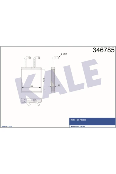Kale 346580 Kalorifer Radyatörü Kıa Pregıo 2.5d-2.5tcı 97 Al-brz ürün görseli 1