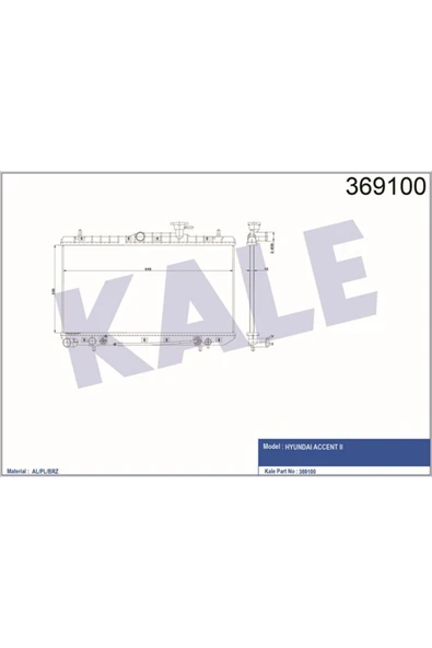 Kale 369100 Radyatör Accent-accent Iı Admıre 1.6 00-05 Al/pl/brz 335×648×16klr- 25310-25150 25310-25100 25 ürün görseli 1