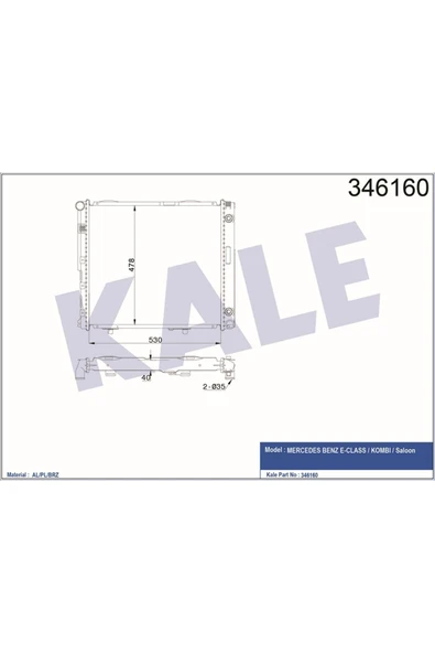 Kale 346160 Radyatör Al/pl/brz E-class-kombı-saloon ürün görseli 1