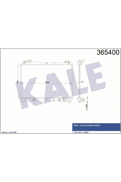 Kale 348665 OTO Radyatör 362600 Radyatör Nissan Pathfınder Al Pl Brz 500X688X22 ürün görseli 1