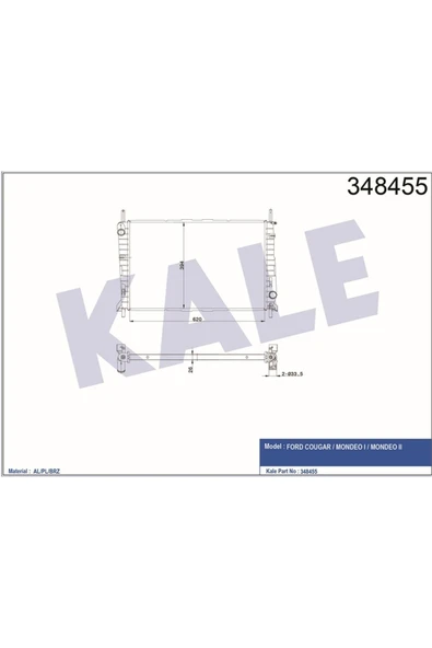 Kale 348455 Radyatör Al/pl/brz Cougar-mondeo I-mondeo Iı Mt 93-00 ürün görseli 1