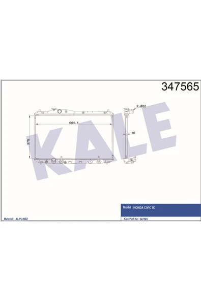 Kale 347565 Radyatör Al/pl/brz Cıvıc Ix Atklr- 19010r1ba51 19010r1ba51 ürün görseli 1