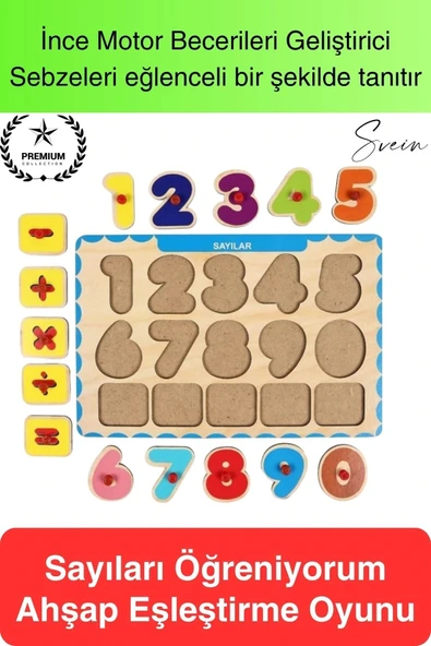 Premium Sayılar Ahşap Bul Tak Puzzle Eğitici Oyuncak Zeka Geliştirici Tutmalı Motor Becerisi Gelişim ürün görseli 1