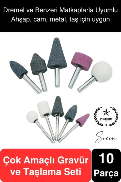10 Parça Hobi Gravür Dremel Taşlama Ucu Mini Metal Ahşap Oyma Seti Parlatma Zımparalama Fırçalama ürün görseli 1