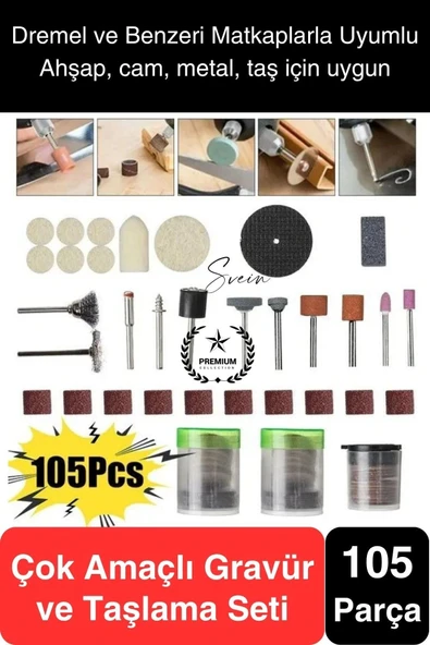 105 Parça Hobi Gravür Dremel Taşlama Ucu Mini Metal Ahşap Oyma Seti Parlatma Zımparalama Fırçalama ürün görseli 1