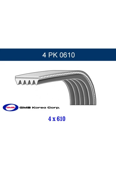 Gmb 4PK0610 Direksiyon Kayışı Accent 95-00 1.3 1.5 00- 1.3 4pk610 ürün görseli 1