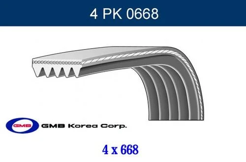 Gmb 4PK0668 Kanallı Kayış Chevrolet Kalos 1.2-Matız 1.0-Spark 1.0 05= Daewoo Kalos 1.2-Matız 1.0 03= ürün görseli 1