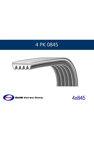 Gmb 4PK0845 V Kayışı Accent Era 06- Benzinli 1.4 1.6 4pk845 ürün görseli 1