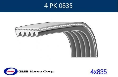 Gmb 4PK0835 V Kayışı Micra K12 03-Note 06- 1.4 4Pk835 ürün görseli 1