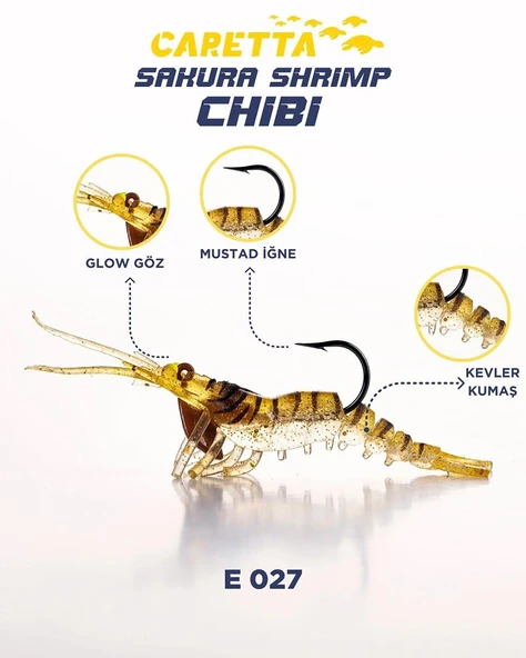 Caretta Sakura Shrimp Chibi 50mm 3,7gr Silikon Karides ürün görseli 1