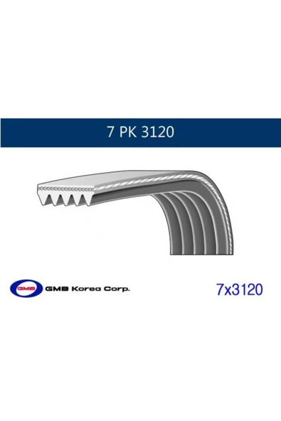 Gmb 7PK3120 Kanallı V Kayışı  Marka ürün görseli 1