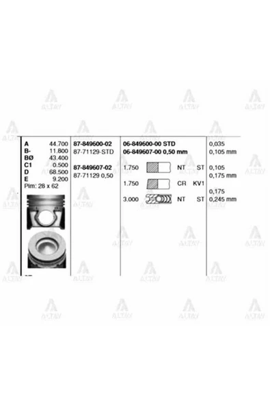 Goetze 87 ISS 06-849600-00 SEGMAN STD i20 Ix20 1.4 CRDI 90HP 75MM ürün görseli 1