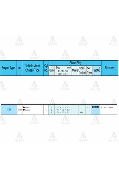 Rıken 30090 RIK -50 Segman Takımı 050 Mazda3 1.6L 16V 03-09 ürün görseli 1