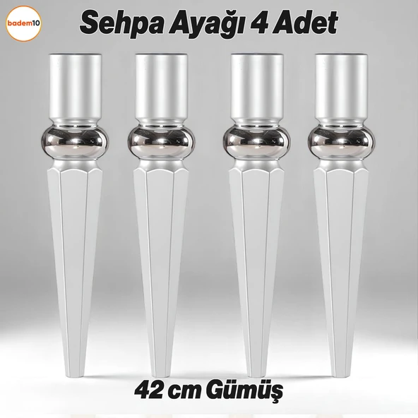 Elips 4 ADET Sehpa Ayağı 42 cm Plastik Gümüş Gri Masa Ayak Mutfak Sehpası Masası Mobilya Ayakları ürün görseli 1